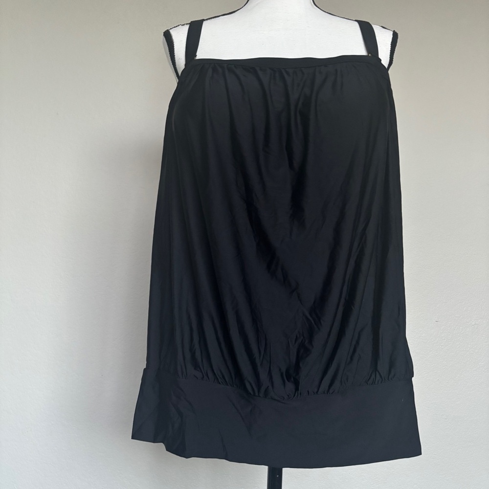 Swimsuits For All Tankini Top Solid Black Bandeau Strap Women's Plus Size 20 NWT